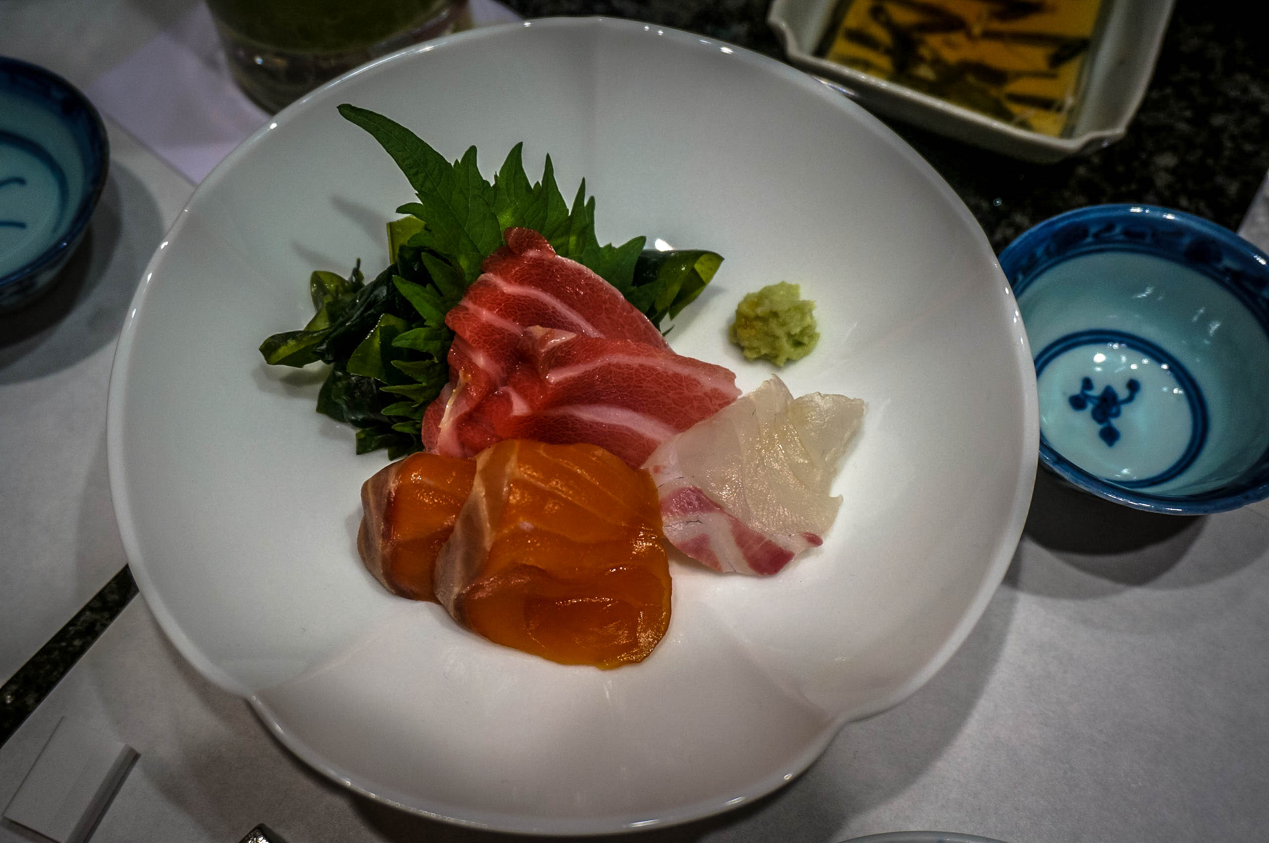 Toro, Salmon, and Shiromie Sashimi