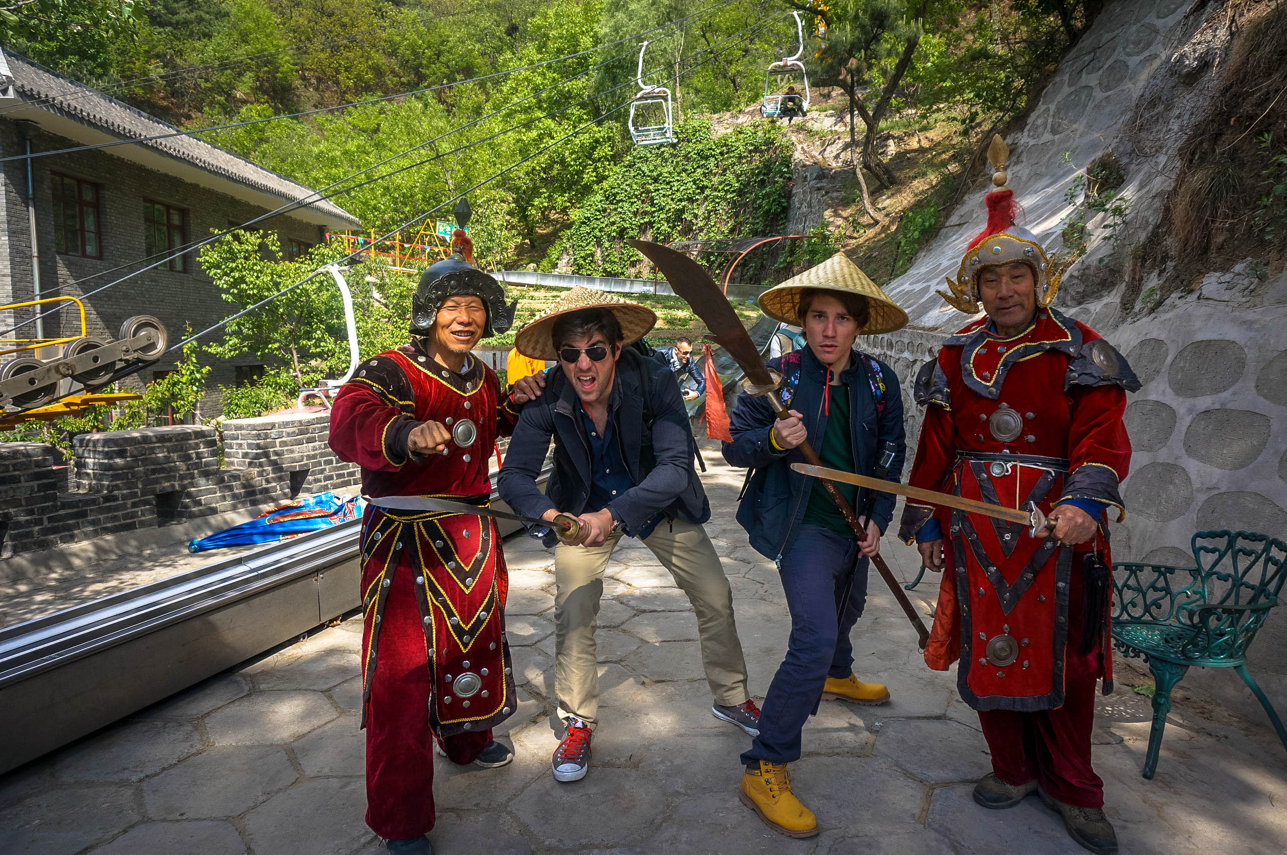Our Boys at the Base of the Great Wall